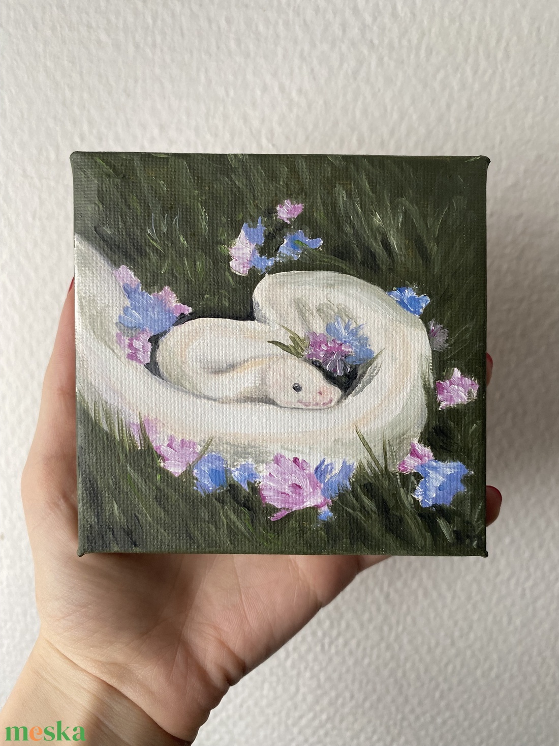 'Piton' mini olajfestmény 10x10 cm-es feszített vásznon - művészet - festmény - olajfestmény - Meska.hu