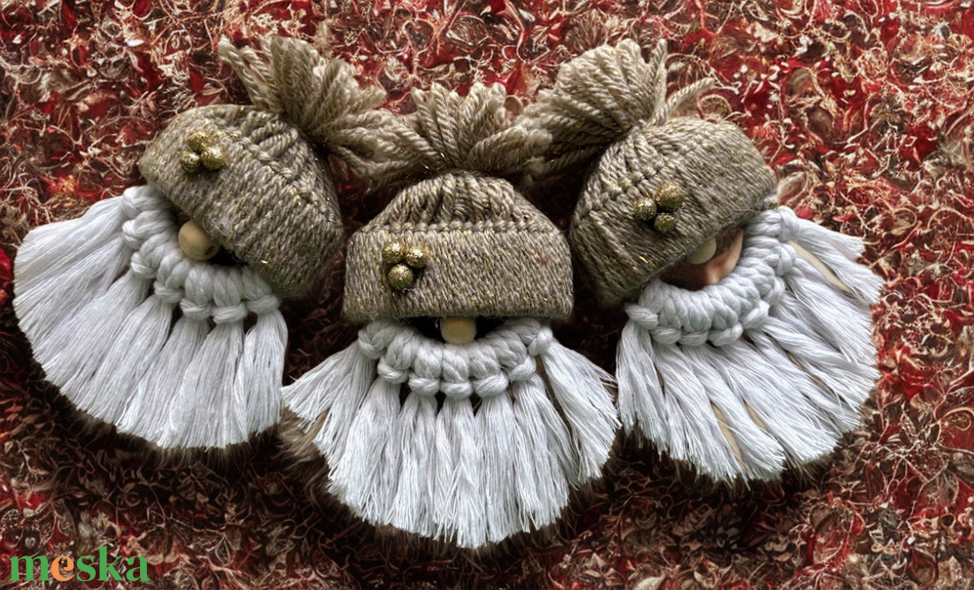 Makramé karácsonyi manók 3 db - otthon & életmód - dekoráció - manók - Meska.hu