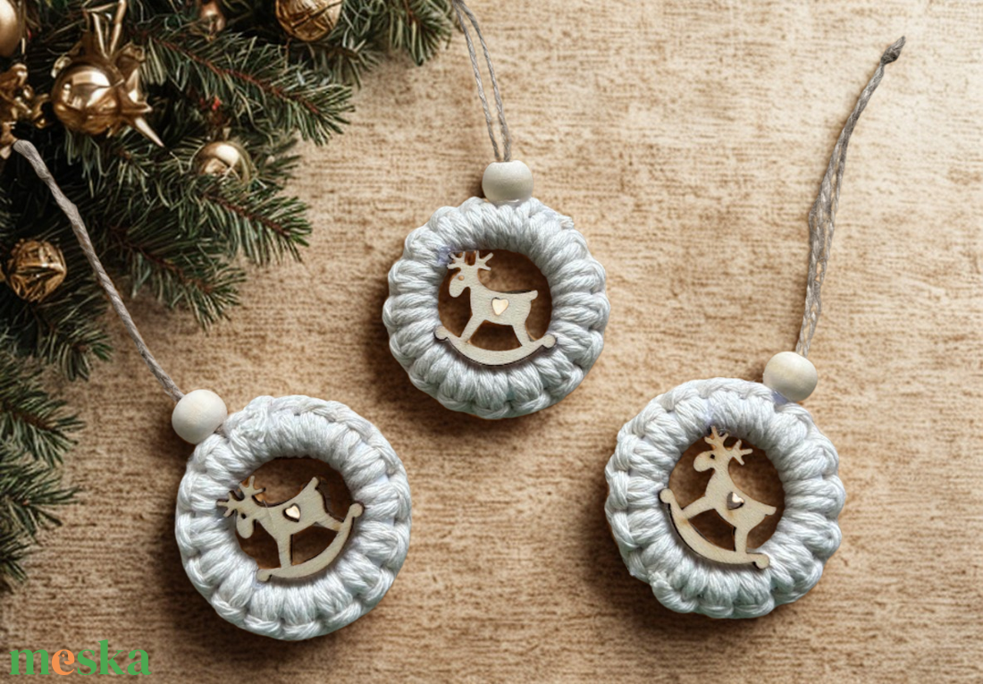 Makramé karácsonyi dísz 3 db - karácsony - karácsonyi lakásdekoráció - karácsonyfadíszek - Meska.hu
