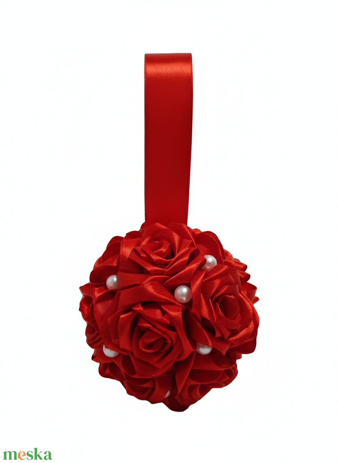 Szatén örökrózsalabda - otthon & életmód - dekoráció - fali és függő dekoráció - függődísz - Meska.hu