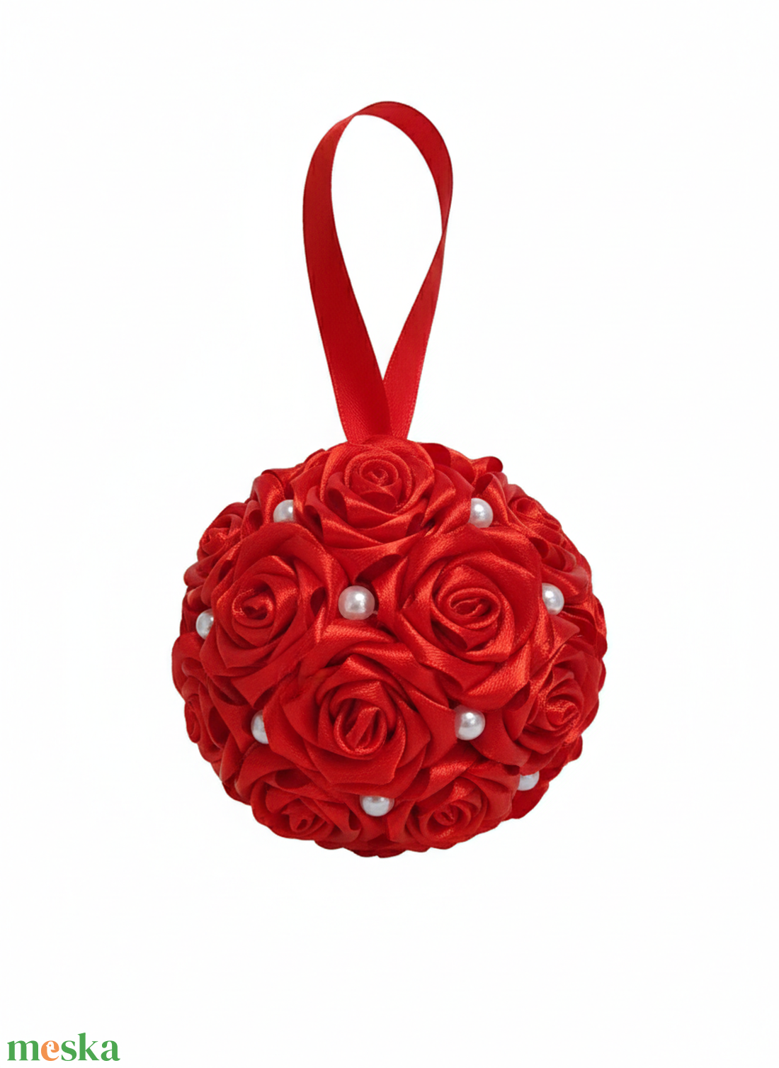 Szatén örökrózsalabda - otthon & életmód - dekoráció - fali és függő dekoráció - függődísz - Meska.hu