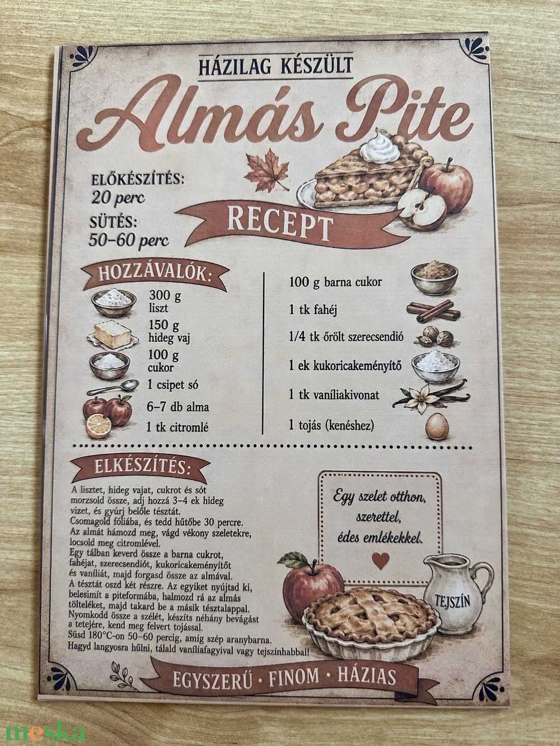 Őszi táblakép - Almás pite recept - otthon & életmód - dekoráció - kép & falikép - táblakép - Meska.hu