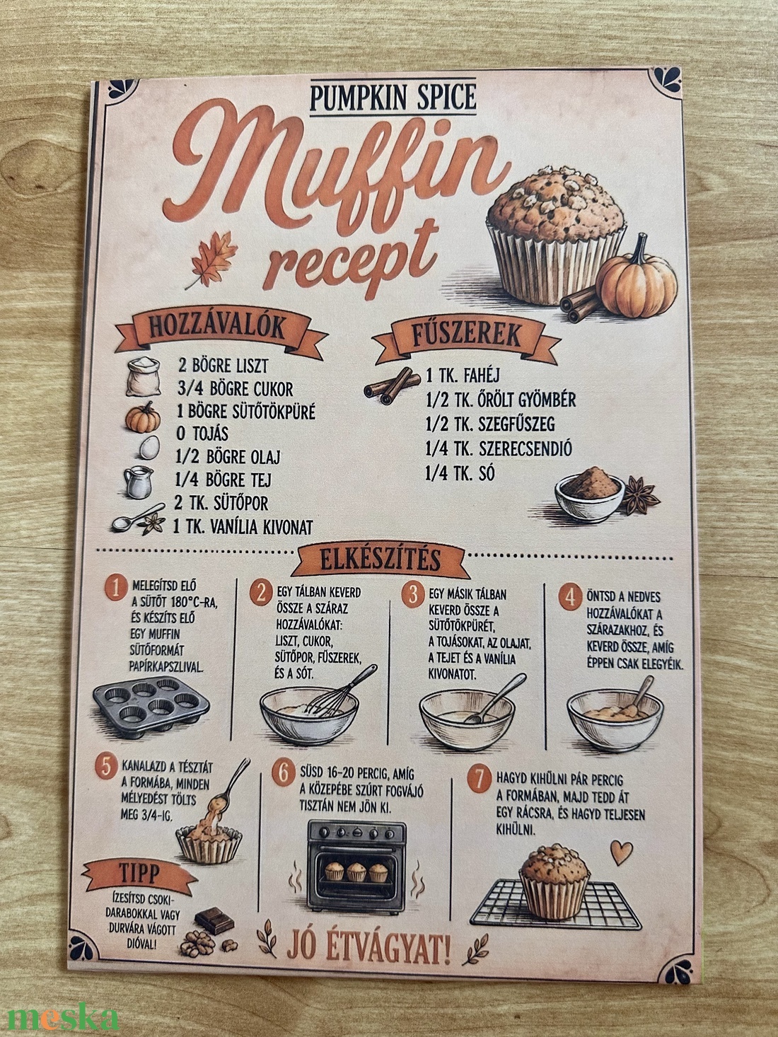 Őszi táblakép - sütőtökös muffin���� - otthon & életmód - dekoráció - kép & falikép - táblakép - Meska.hu