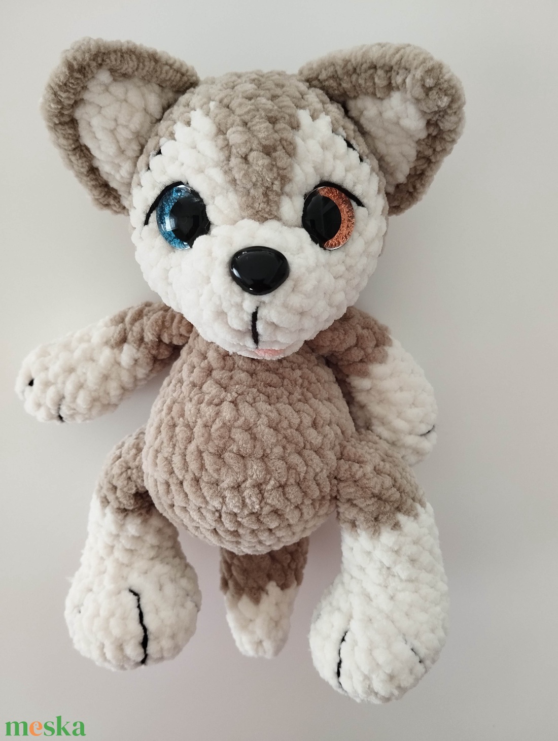 Horgolt barna husky kölyökkutya  - játék & sport - plüssállat & játékfigura - kutya - Meska.hu