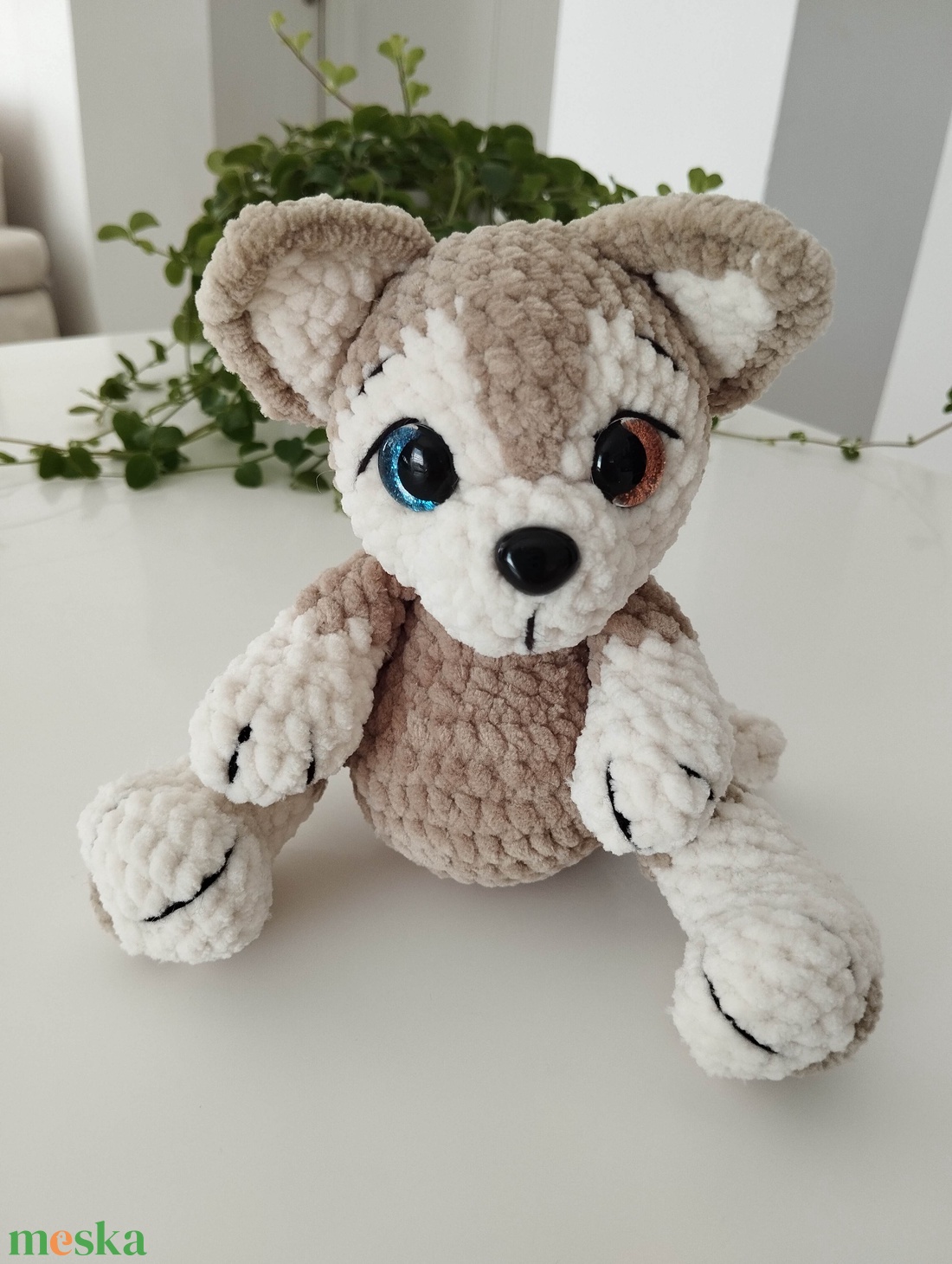 Horgolt barna husky kölyökkutya  - játék & sport - plüssállat & játékfigura - kutya - Meska.hu