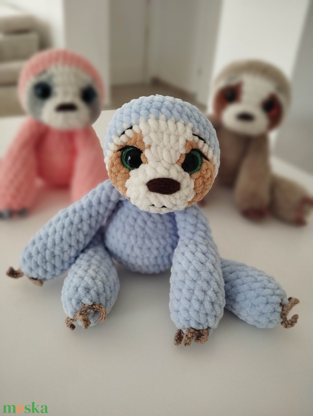 Horgolt kék lajhár baba  - játék & sport - plüssállat & játékfigura - más figura - Meska.hu