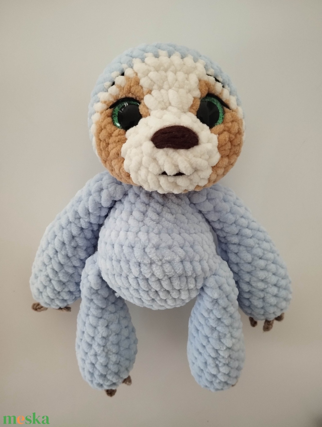 Horgolt kék lajhár baba  - játék & sport - plüssállat & játékfigura - más figura - Meska.hu