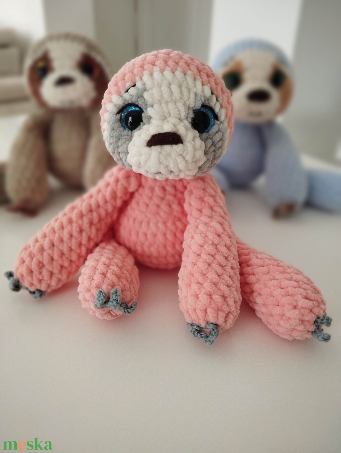 Horgolt rózsaszín lajhár baba  - játék & sport - plüssállat & játékfigura - más figura - Meska.hu