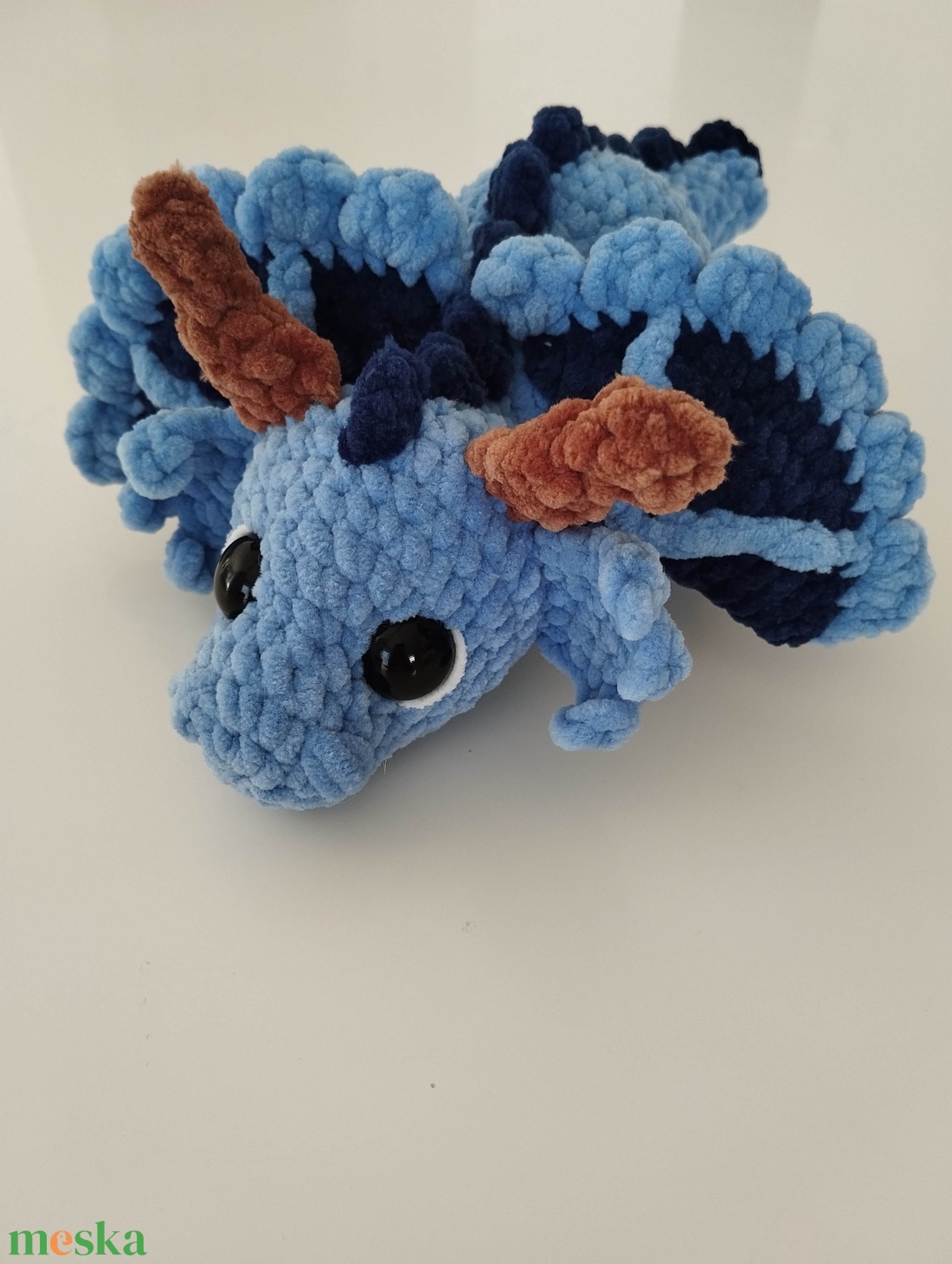 Horgolt kék sárkány  - játék & sport - plüssállat & játékfigura - plüss sárkány - Meska.hu