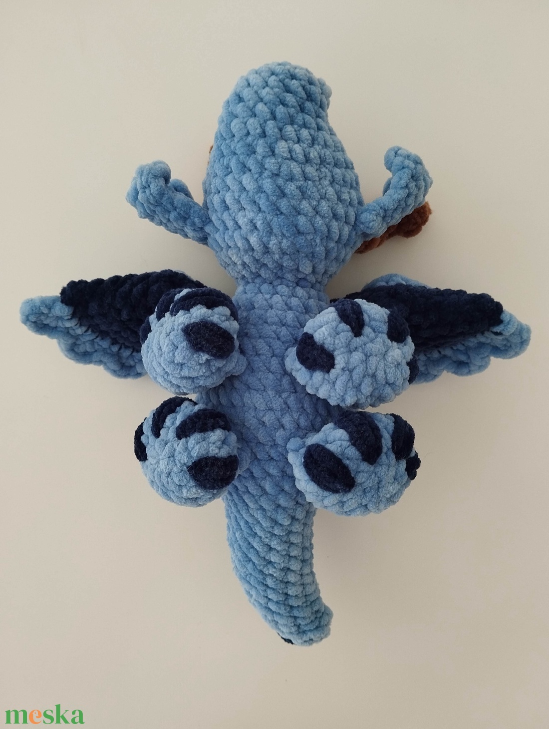 Horgolt kék sárkány  - játék & sport - plüssállat & játékfigura - plüss sárkány - Meska.hu