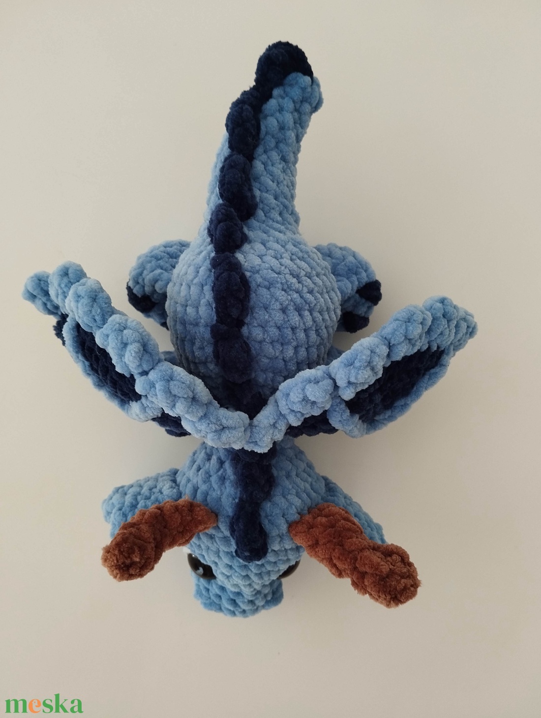 Horgolt kék sárkány  - játék & sport - plüssállat & játékfigura - plüss sárkány - Meska.hu