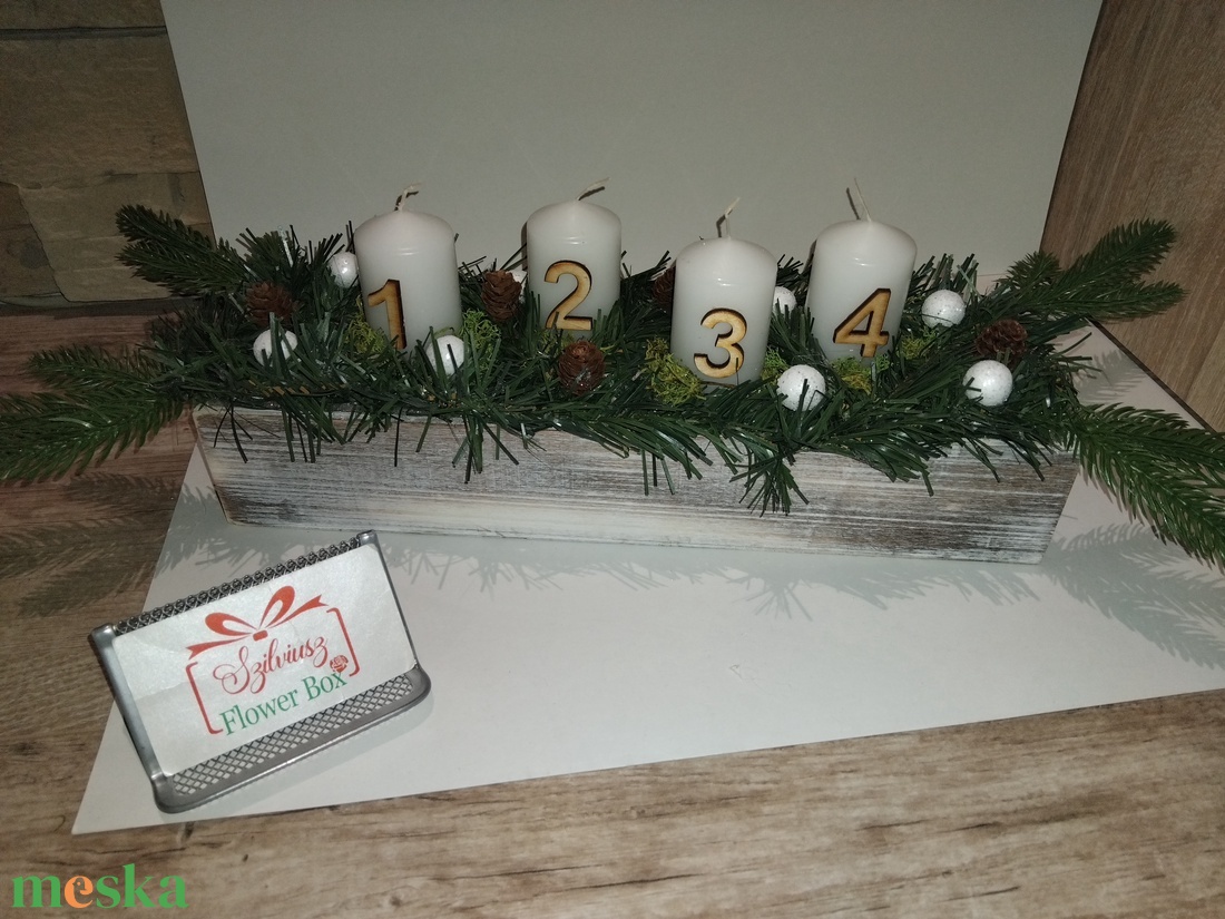 Adventi asztaldísz fenyővel - karácsony - adventi díszek - adventi asztaldísz - Meska.hu