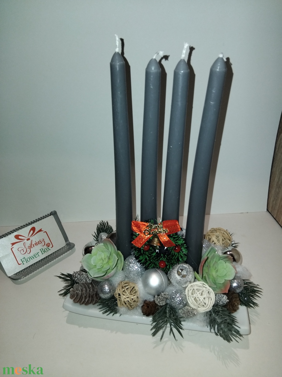 Adventi asztaldísz masnival - karácsony - adventi díszek - adventi asztaldísz - Meska.hu