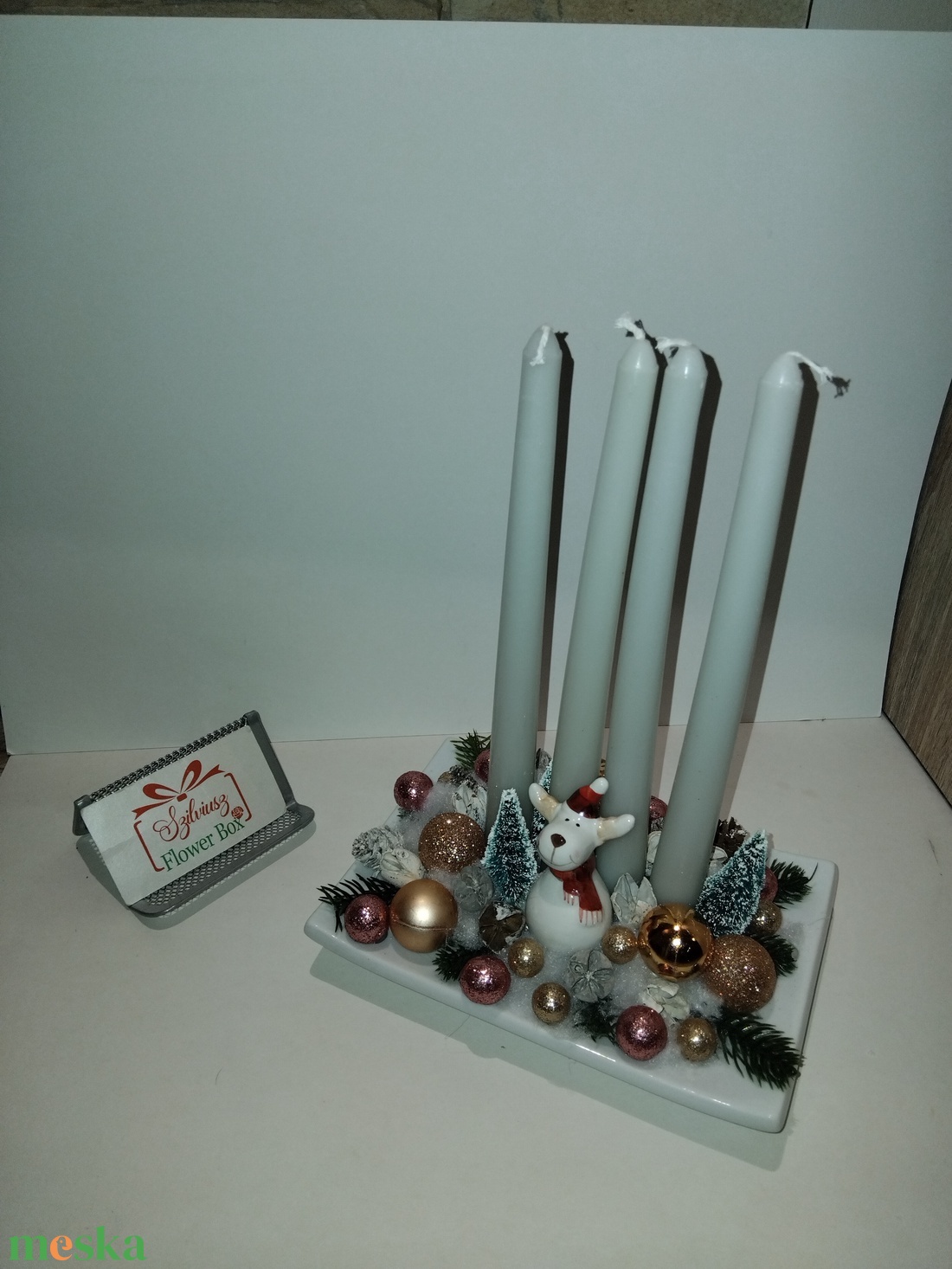 Adventi asztaldísz cuki szarvassal - karácsony - adventi díszek - adventi asztaldísz - Meska.hu
