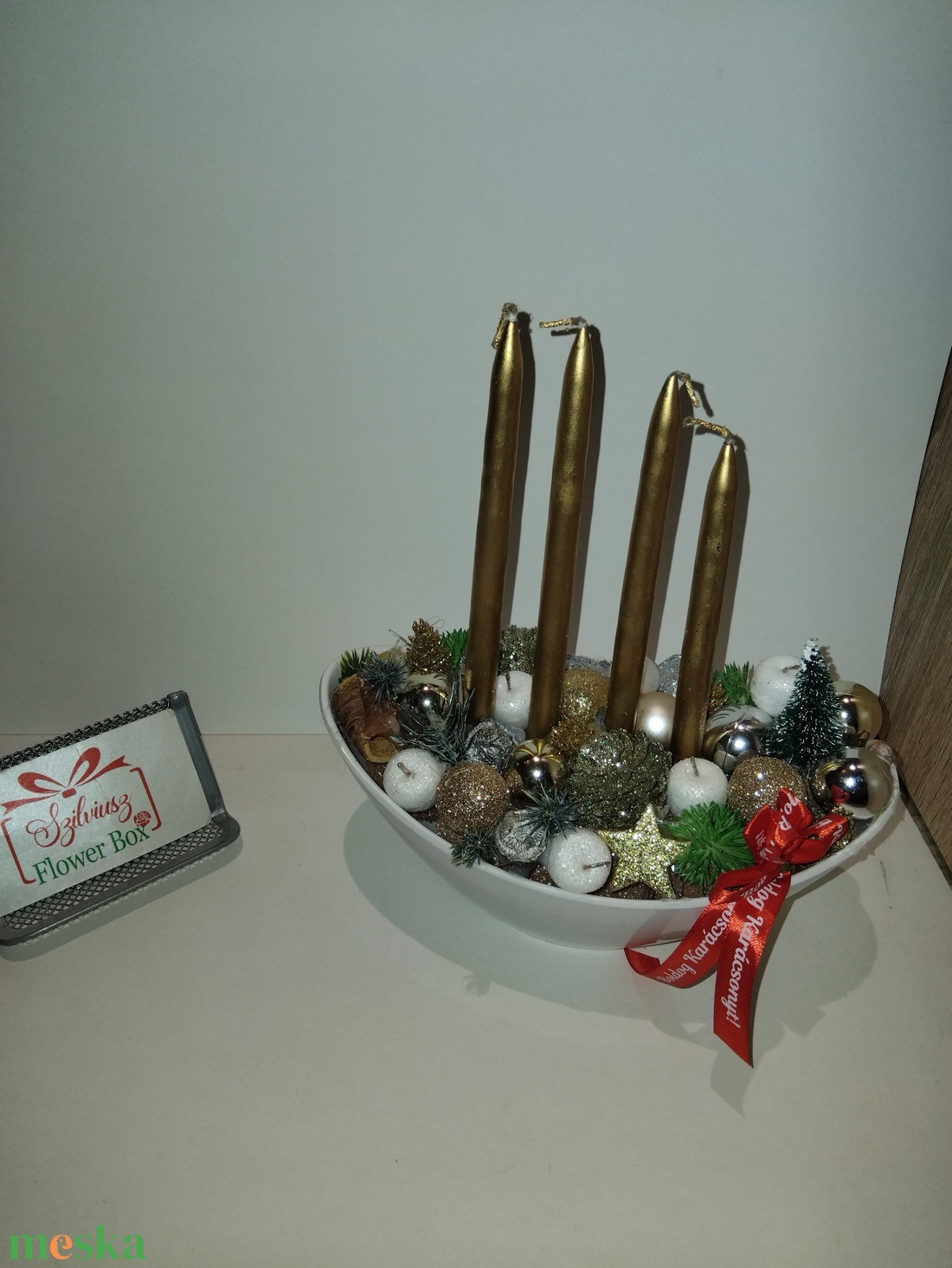 Adventi asztaldísz - antik arany - karácsony - adventi díszek - adventi asztaldísz - Meska.hu