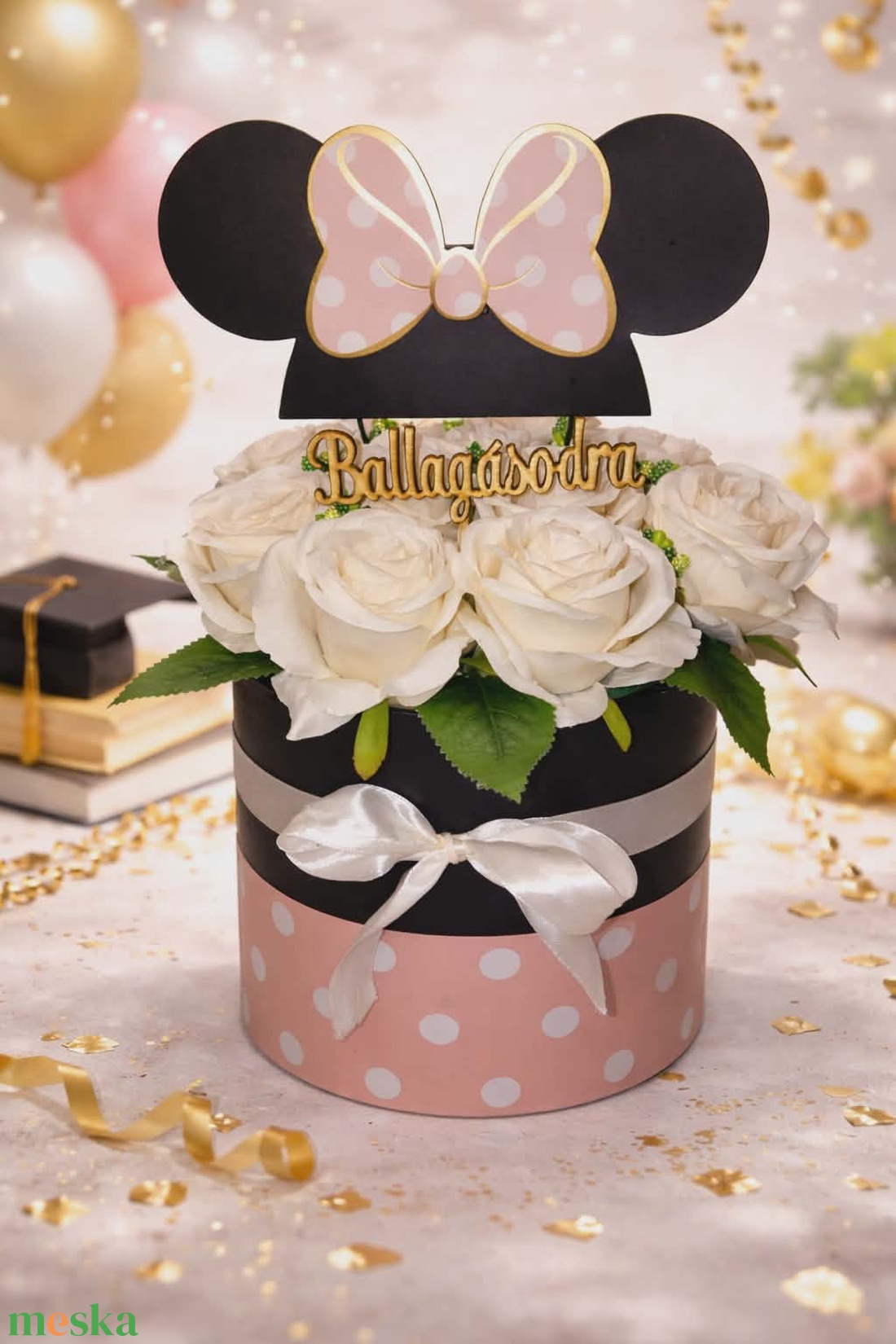 Minnie box élethű rózsával - otthon & életmód - dekoráció - asztal és polc dekoráció - asztaldísz - Meska.hu