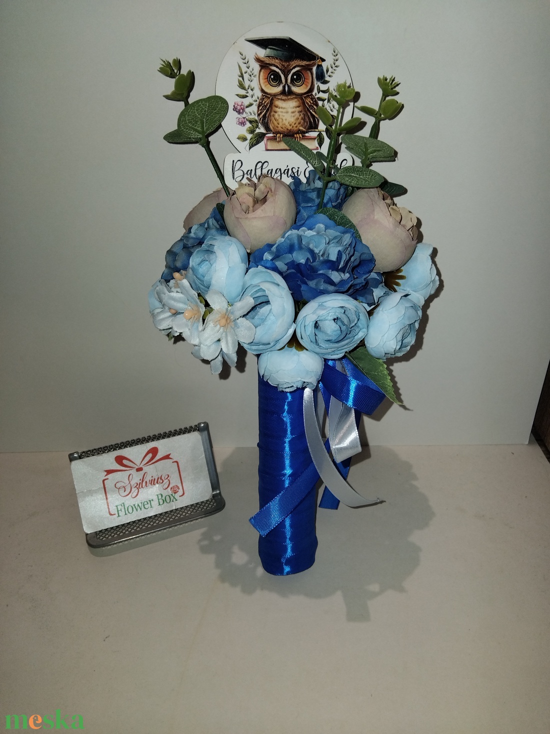 Ballagási csokor -Kék - otthon & életmód - virágdekoráció - virágok - virágcsokor - Meska.hu