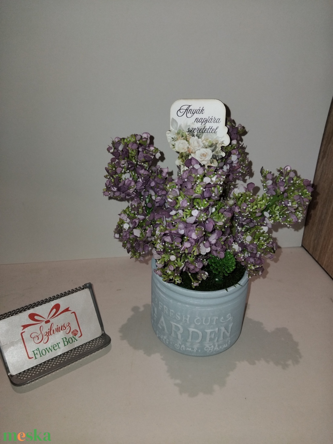 Élethű lila orgona kerámia kaspóban - otthon & életmód - dekoráció - asztal és polc dekoráció - asztaldísz - Meska.hu