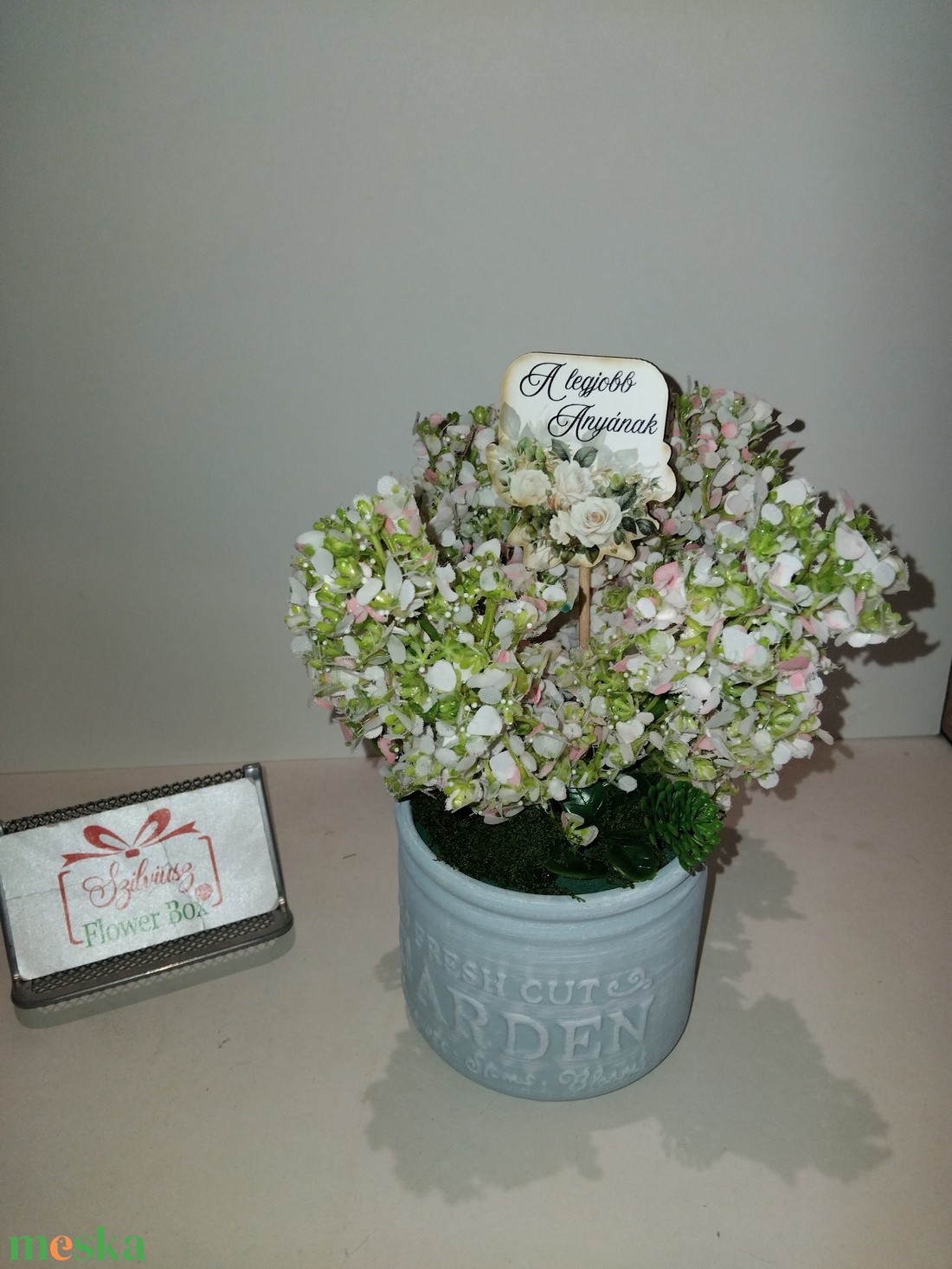 Élethű orgona kerámia kaspóban - Fehéres rózsaszín - otthon & életmód - dekoráció - asztal és polc dekoráció - asztaldísz - Meska.hu