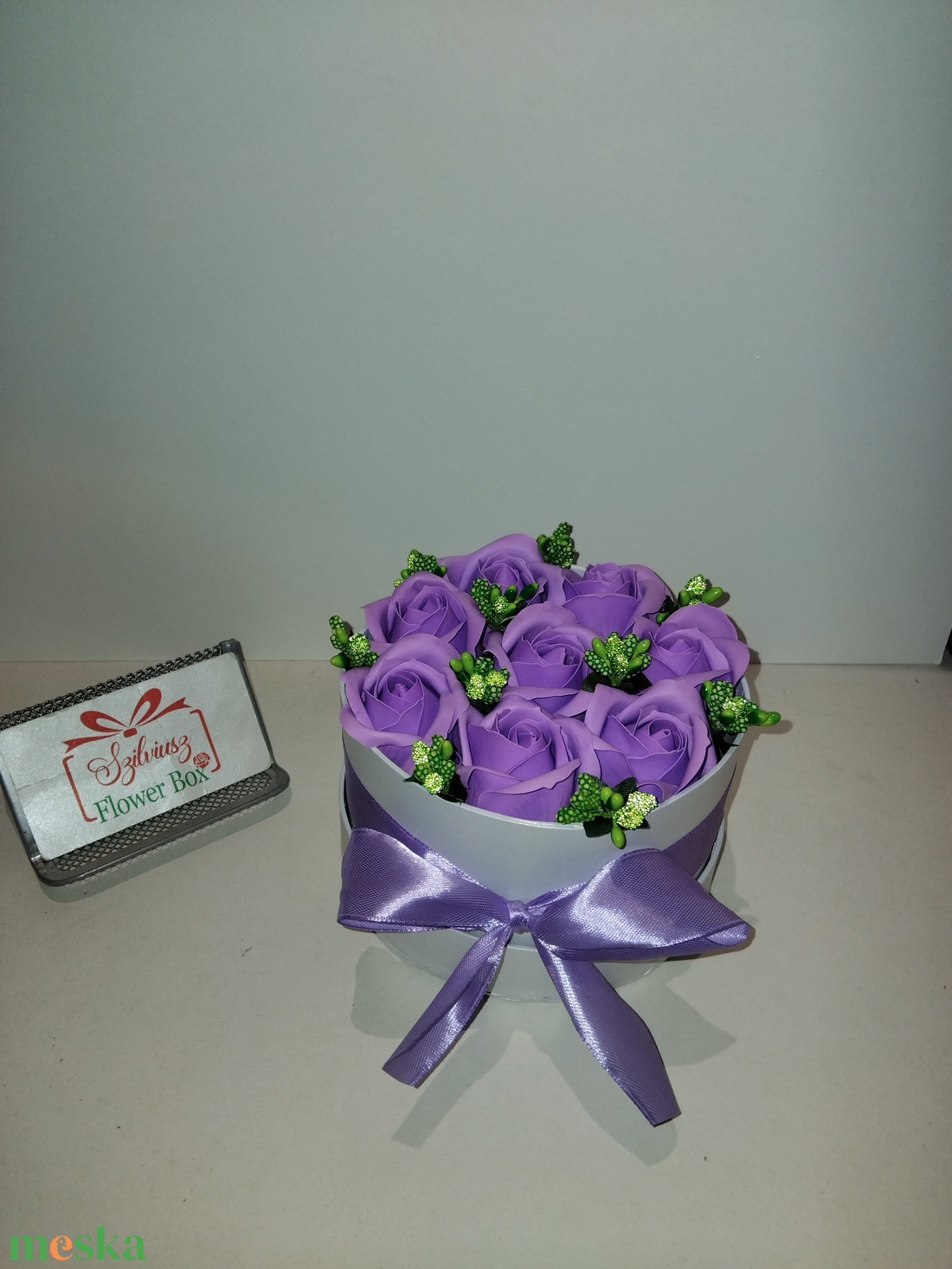 Lila színű szappanrózsabox - otthon & életmód - dekoráció - asztal és polc dekoráció - asztaldísz - Meska.hu