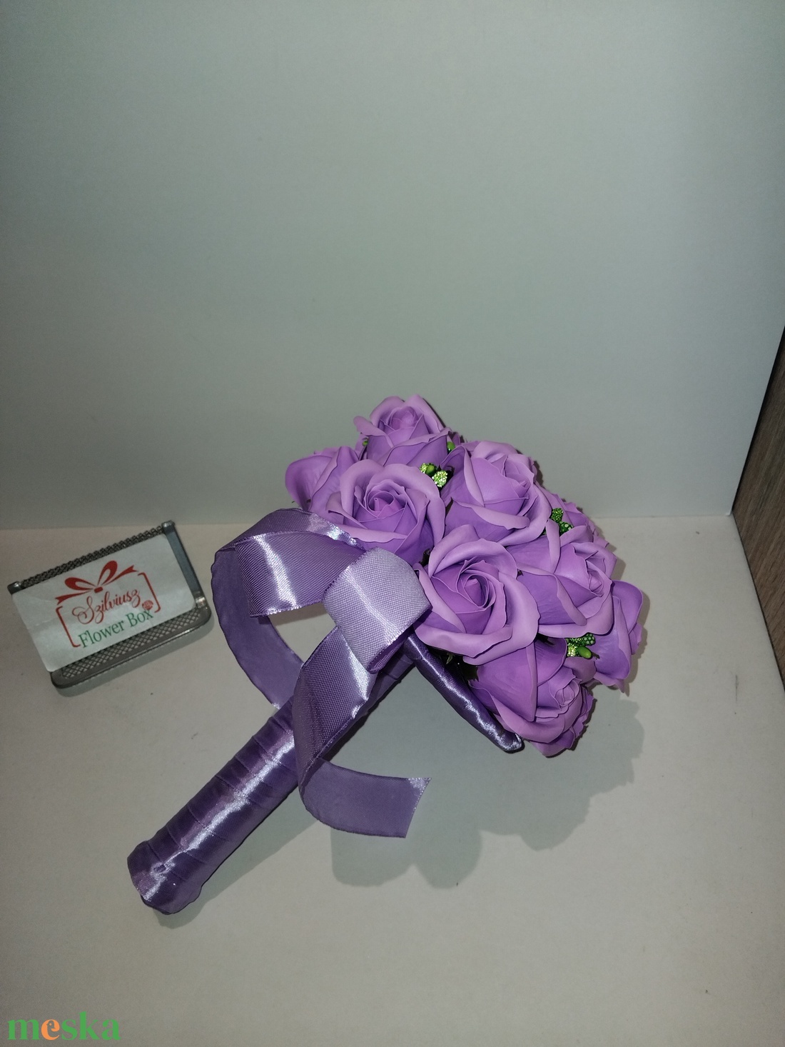 Csokor lila szappanrózsával - otthon & életmód - virágdekoráció - virágok - virágcsokor - Meska.hu