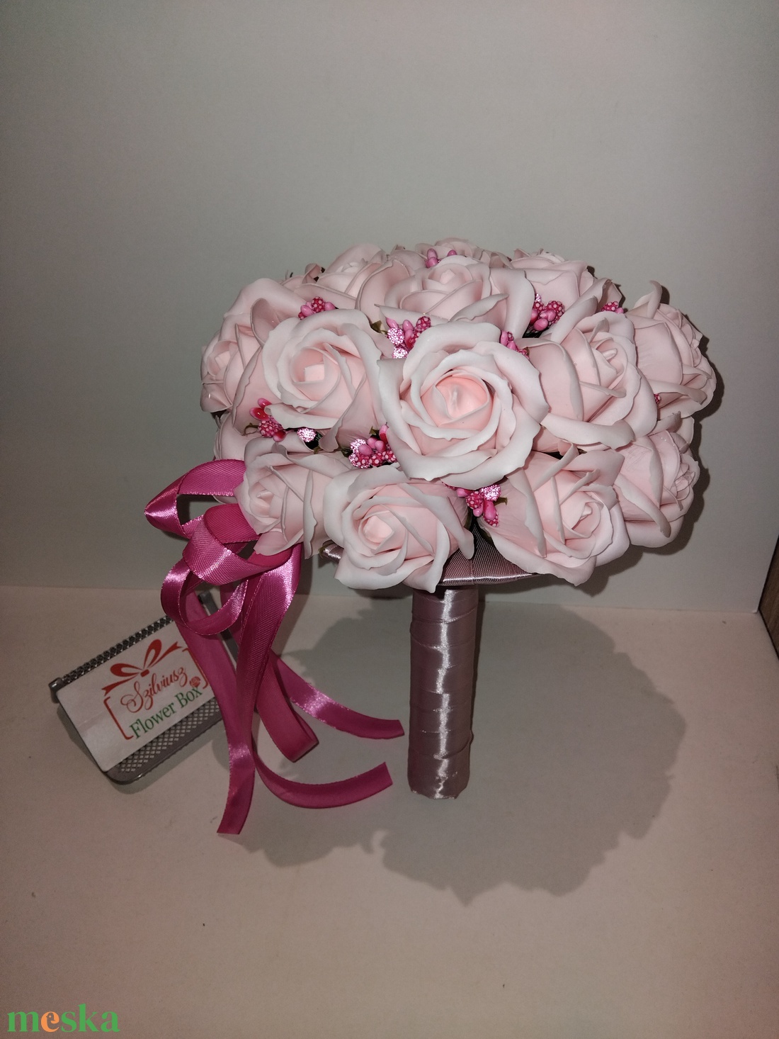 Csokor rózsaszín szappanrózsával - otthon & életmód - virágdekoráció - virágok - virágcsokor - Meska.hu