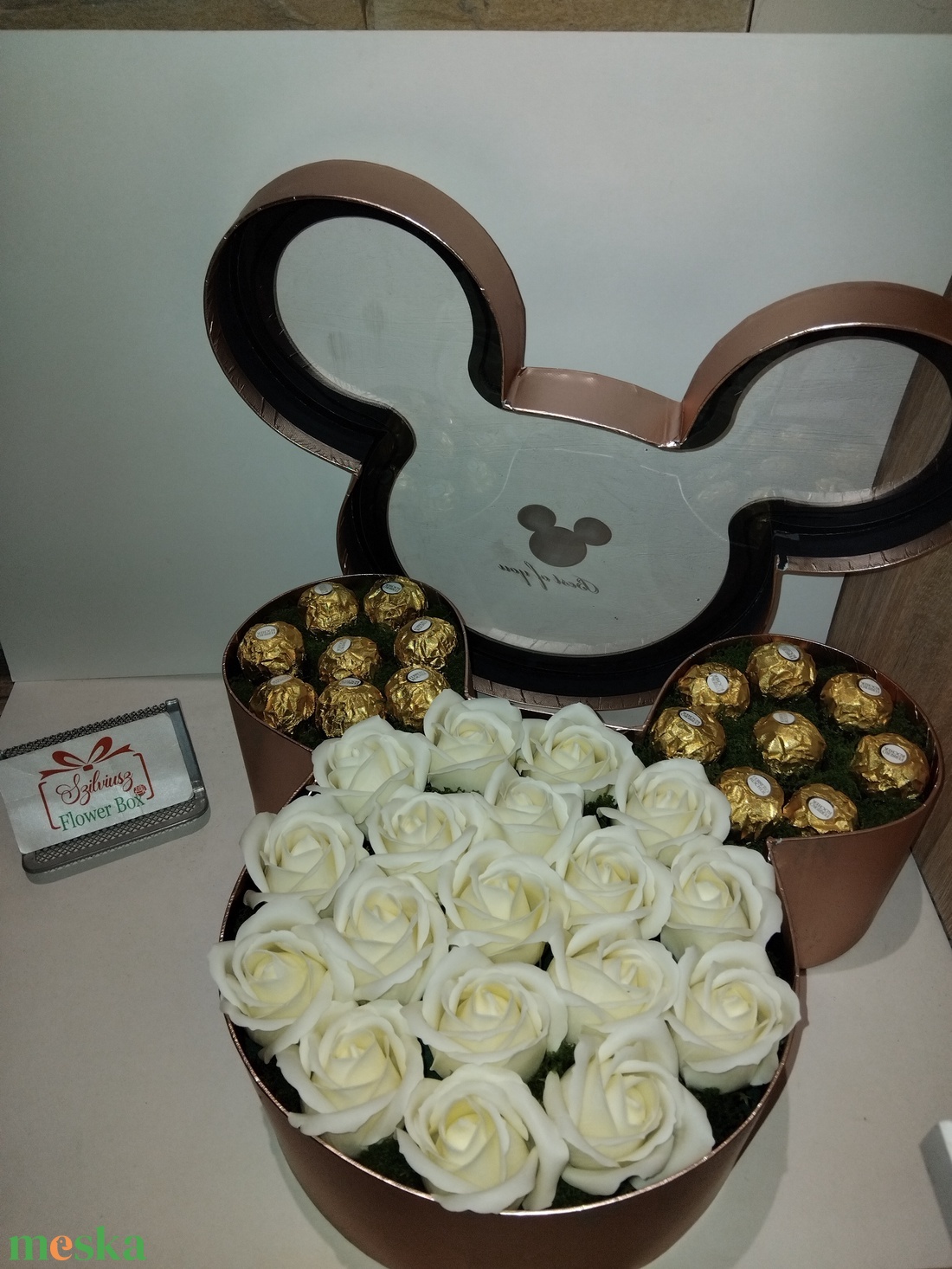 Mickey egér füles box szappanrózsával - otthon & életmód - dekoráció - asztal és polc dekoráció - asztaldísz - Meska.hu