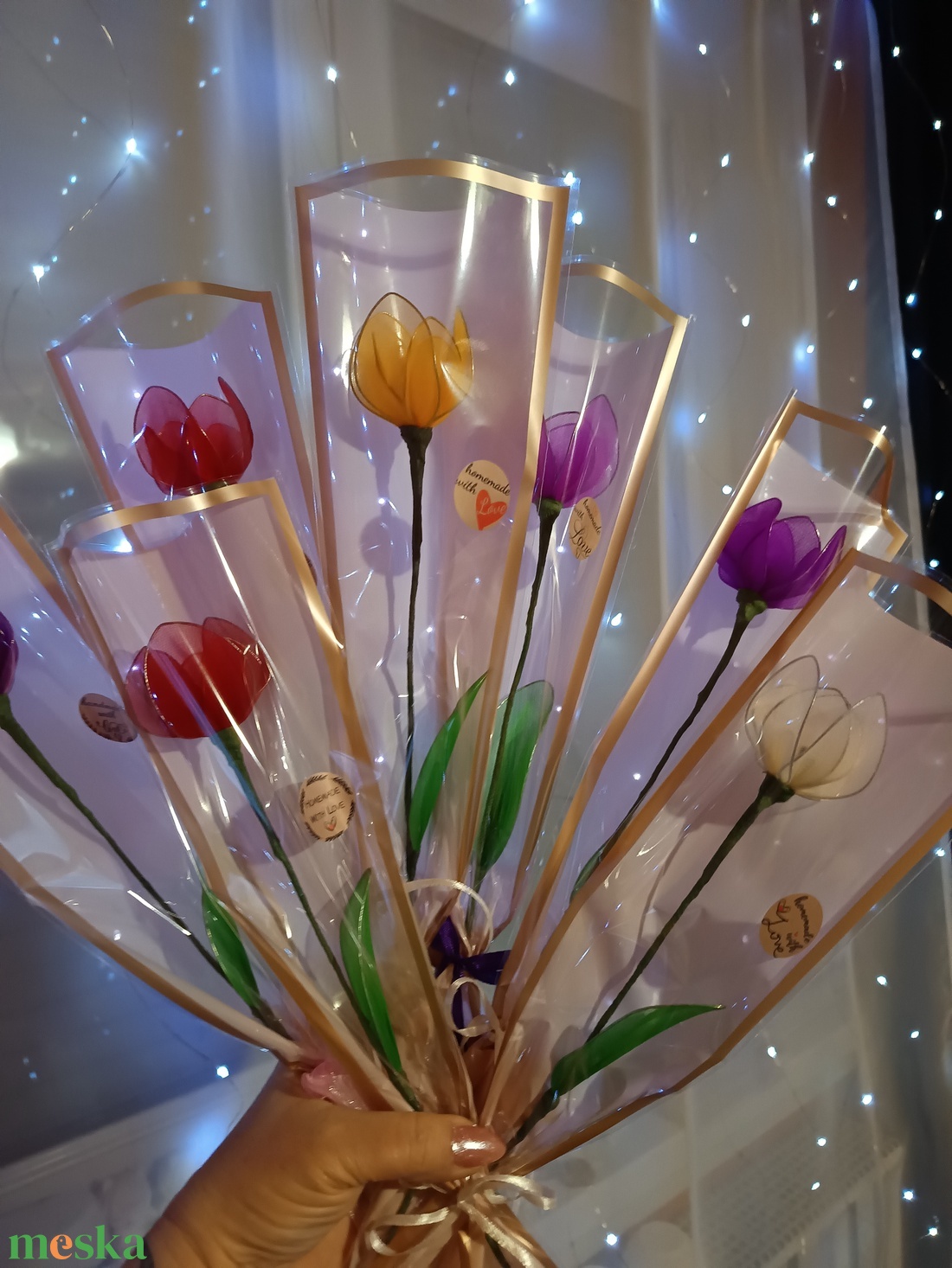 Sz�las tulipán,harisnyavir�g  - otthon & életmód - dekoráció - asztal és polc dekoráció - asztaldísz - Meska.hu