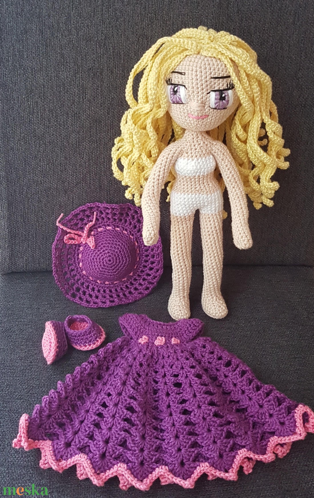 Szofi baba - horgolt, amigurumi baba - játékbaba - játék & sport - baba & babaház - öltöztethető baba - Meska.hu