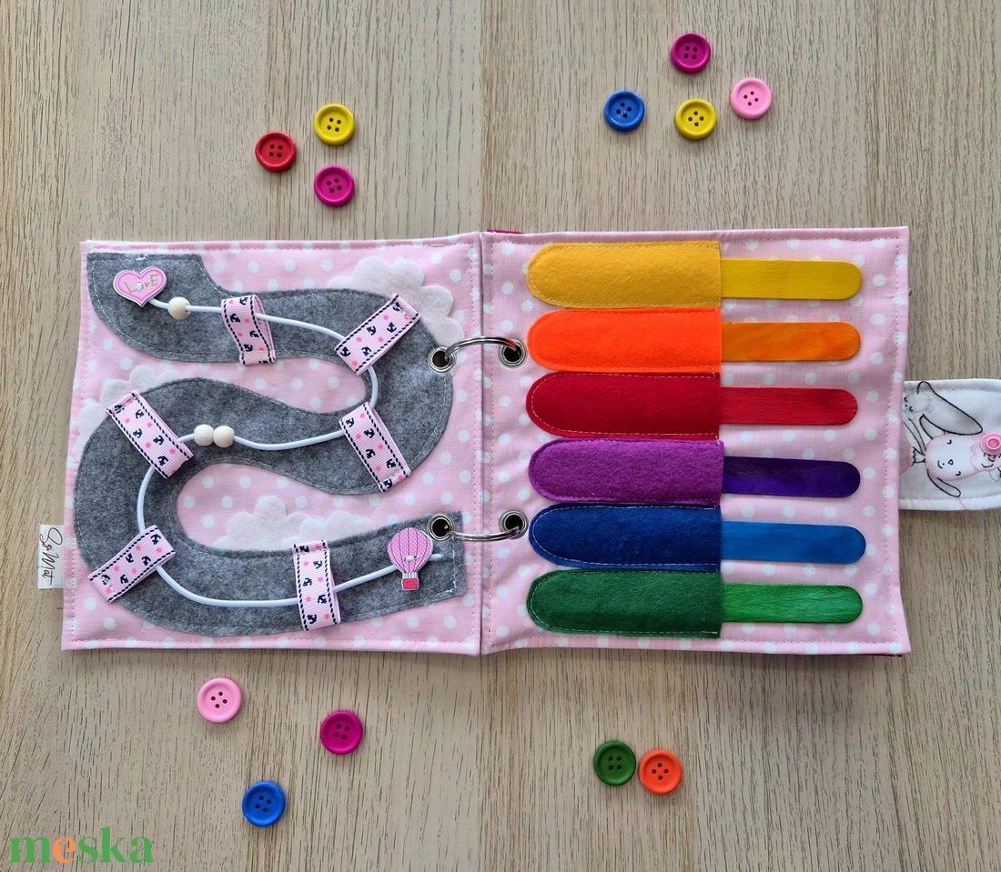 6 feladatos csendeskönyv kislánynak - játék & sport - textilkönyv & babakönyv - Meska.hu