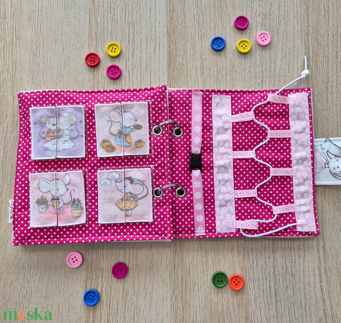 6 feladatos csendeskönyv kislánynak - játék & sport - textilkönyv & babakönyv - Meska.hu