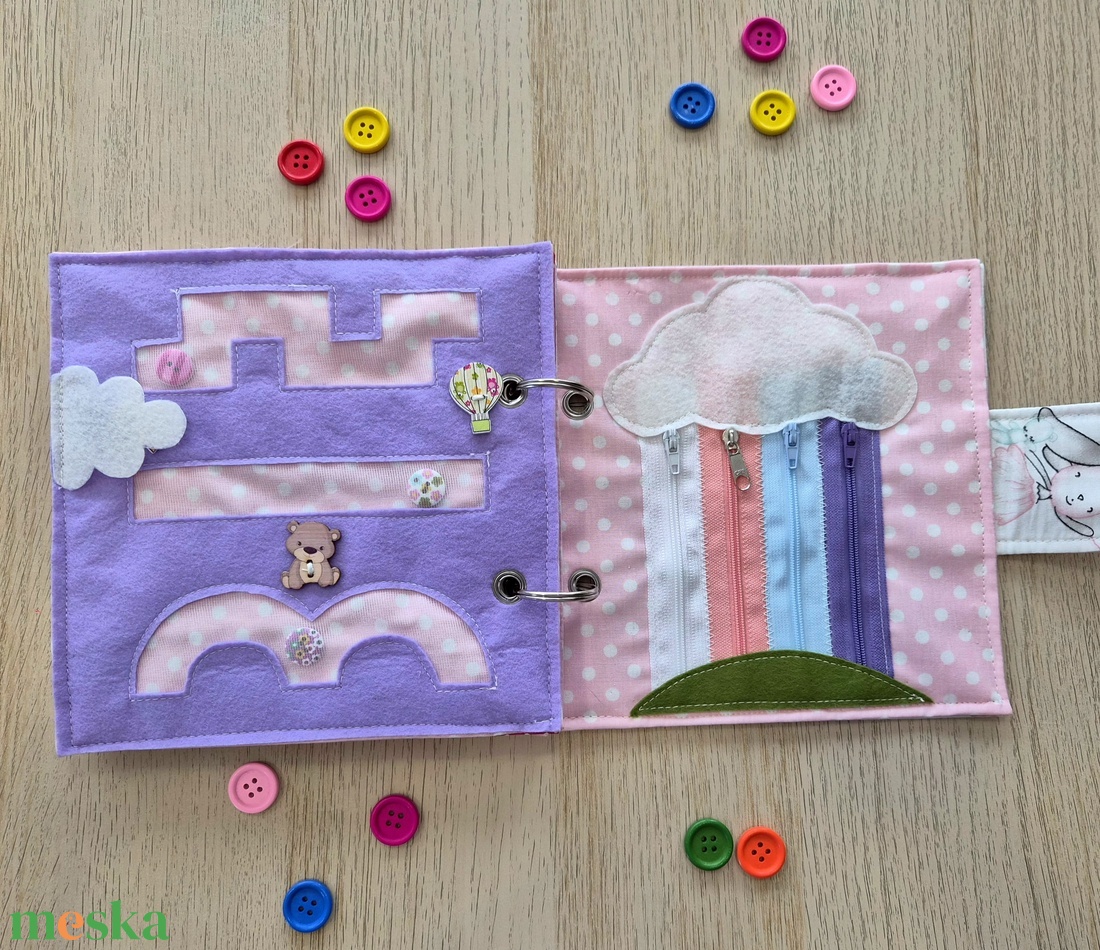 6 feladatos csendeskönyv kislánynak - játék & sport - textilkönyv & babakönyv - Meska.hu