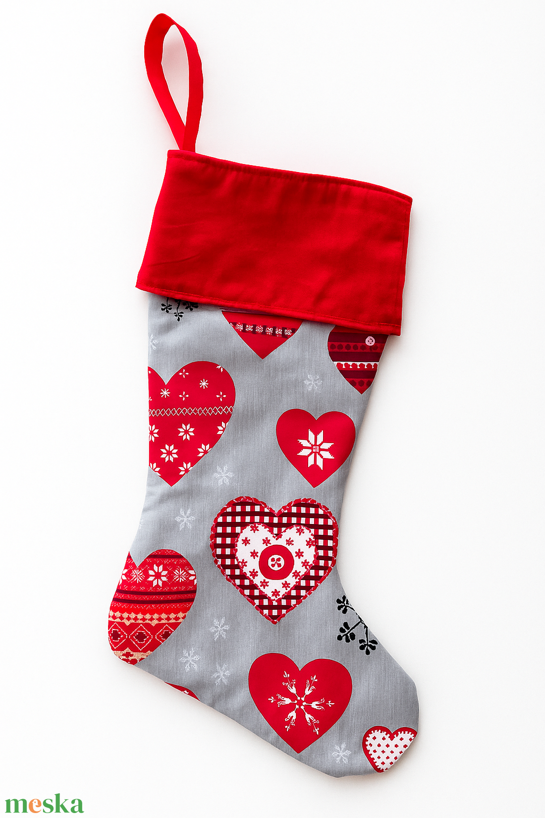 Szivecskés mikulás csizma - karácsony - mikulás - mikulás csizma és zokni - Meska.hu