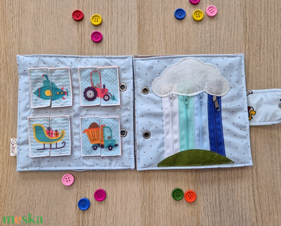 6 feladatos csendeskönyv kisfiúnak - játék & sport - textilkönyv & babakönyv - Meska.hu