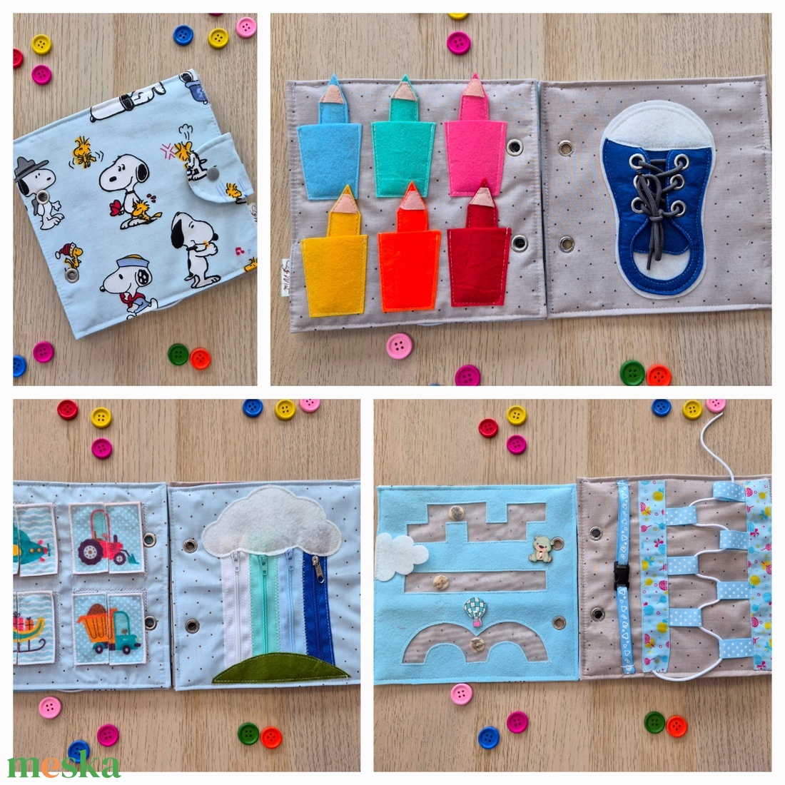 6 feladatos csendeskönyv kisfiúnak - baba - mama - baba játékok - textilkönyv & babakönyv - Meska.hu