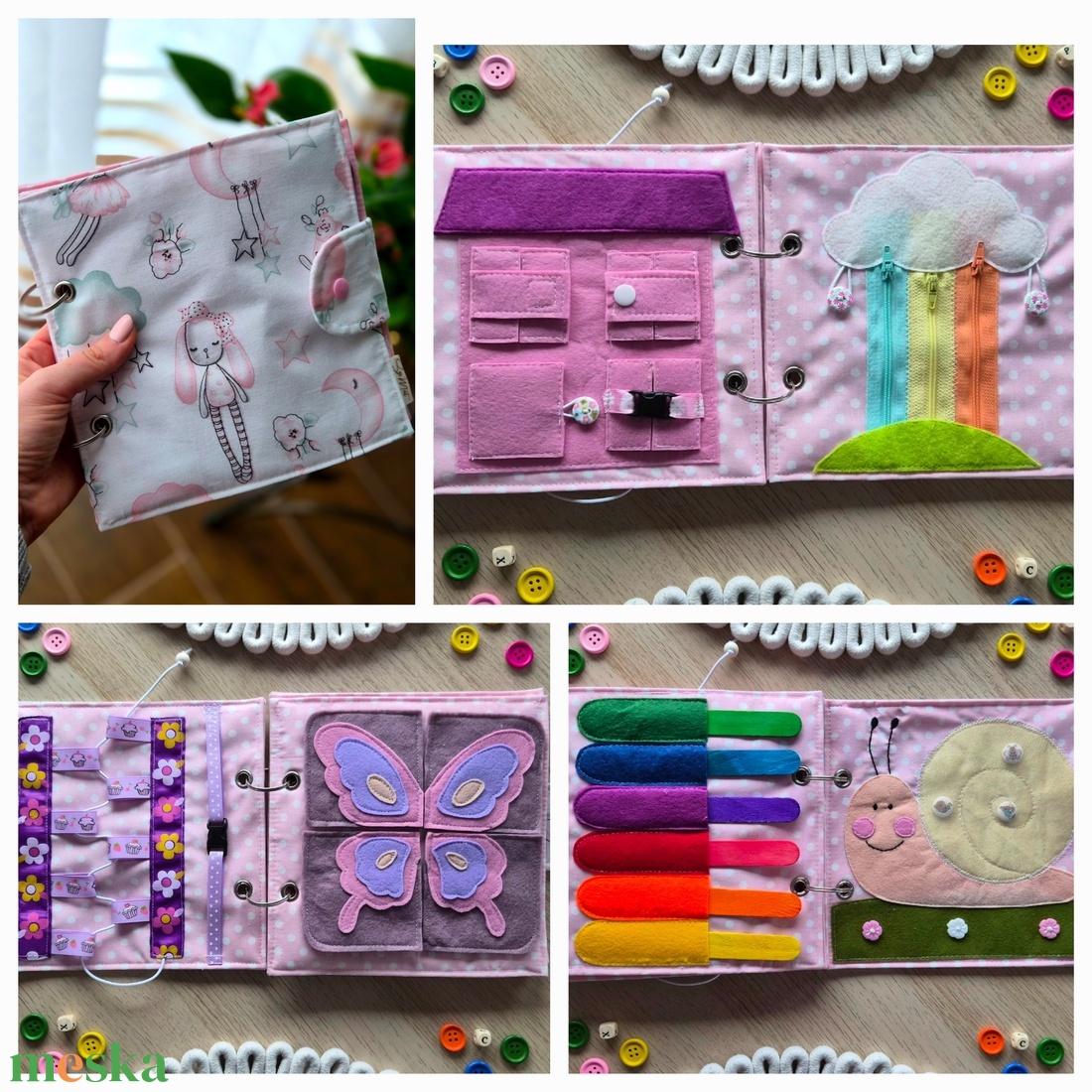 6 feladatos csendeskönyv - játék & sport - textilkönyv & babakönyv - Meska.hu