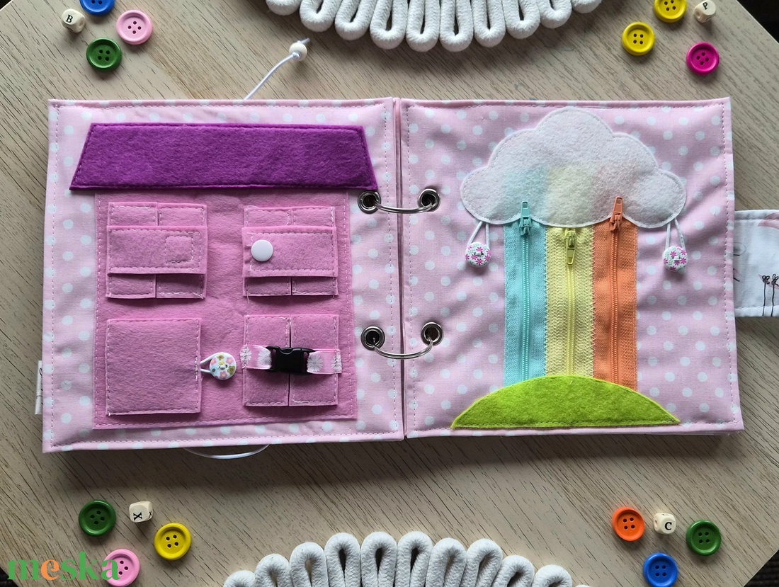 6 feladatos csendeskönyv - baba - mama - baba játékok - textilkönyv & babakönyv - Meska.hu