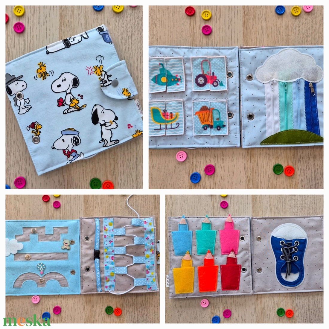 6 feladatos csendeskönyv - baba - mama - baba játékok - textilkönyv & babakönyv - Meska.hu