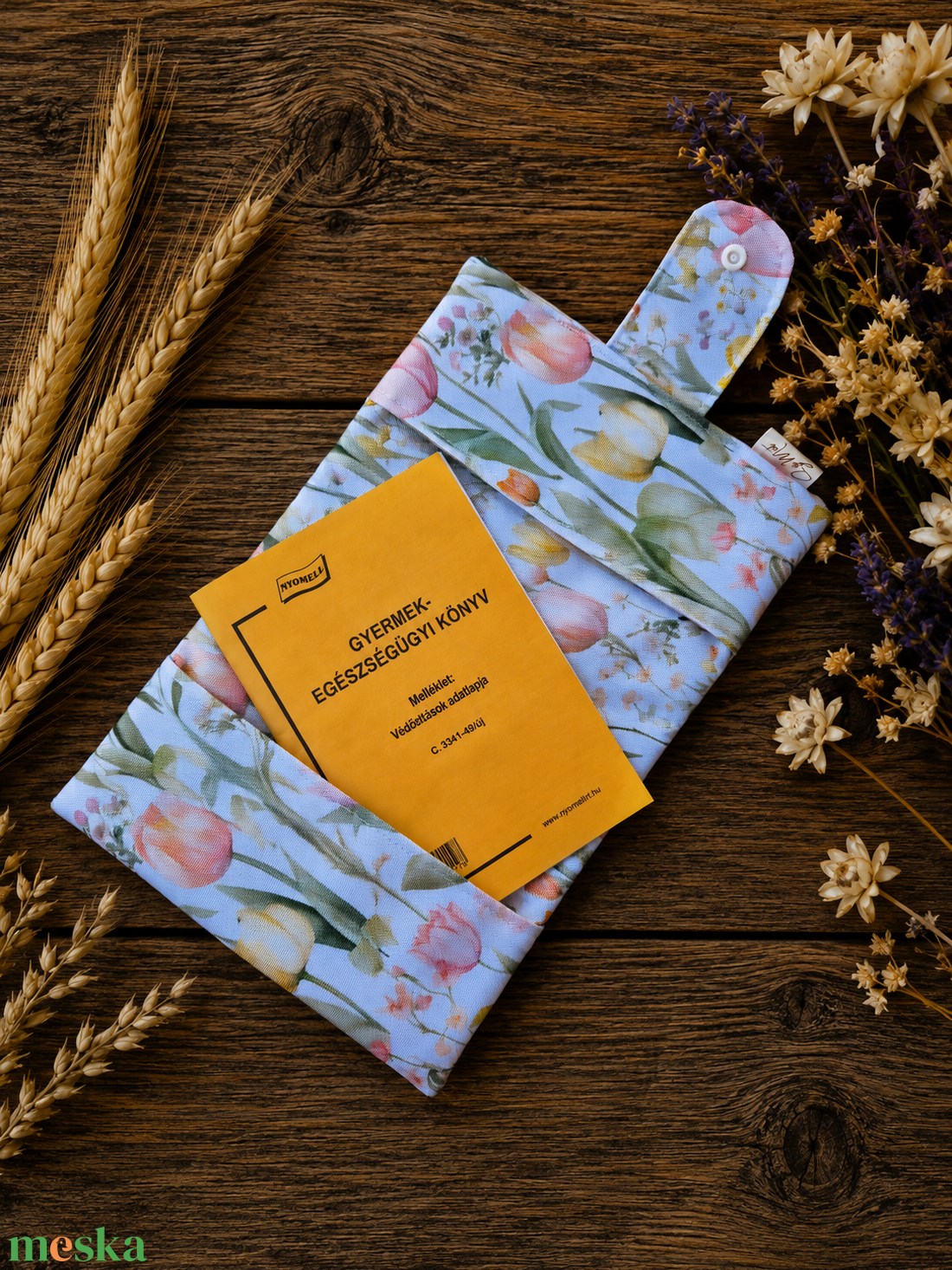 Prémium tulipános egészségügyi kiskönyv borító - baba - mama - babaemlékek - egészségügyi kiskönyv borító - Meska.hu