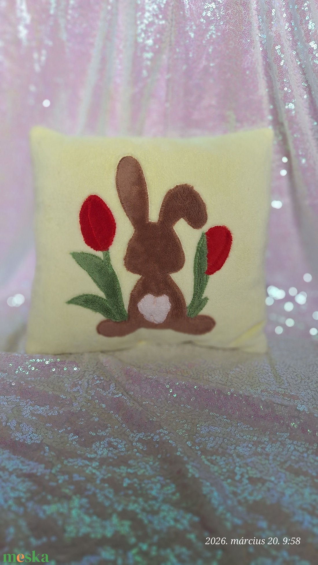 Barna nyuszi párna  - otthon & életmód - lakástextil - párna & párnahuzat - díszpárna (belsővel együtt) - Meska.hu