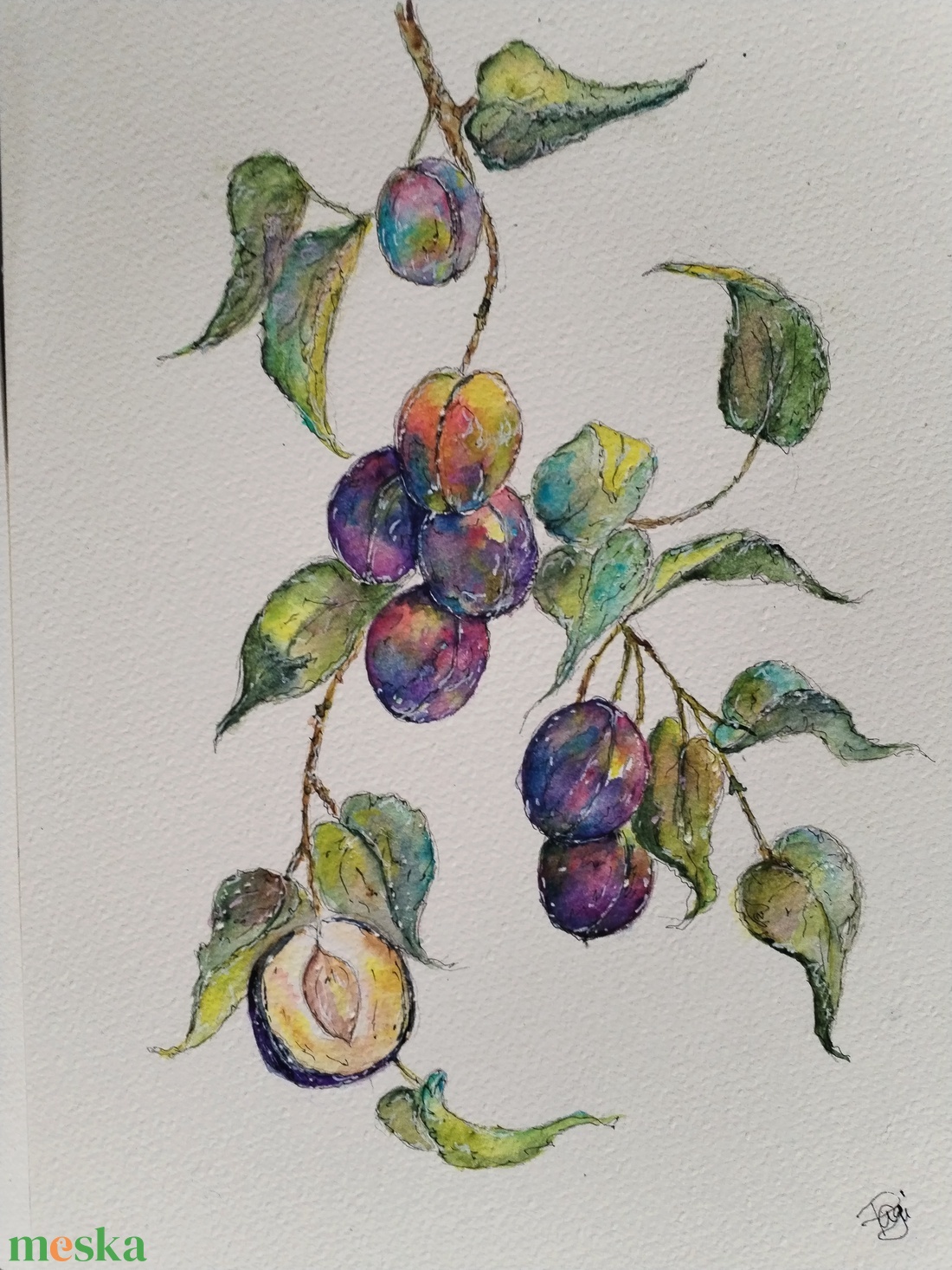 Szilvafa, aki nem tudod dönteni... - művészet - festmény - akvarell - Meska.hu