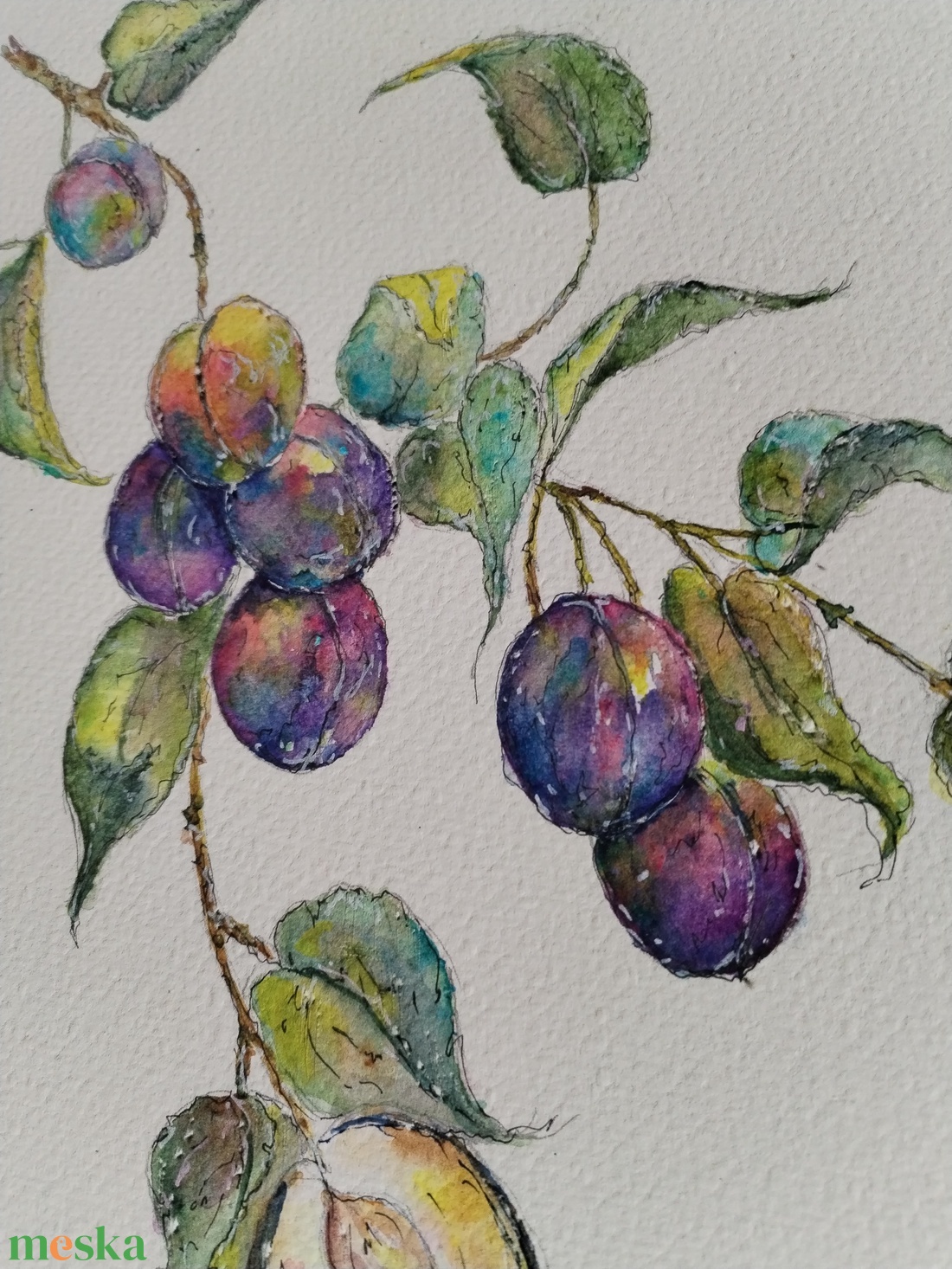 Szilvafa, aki nem tudod dönteni... - művészet - festmény - akvarell - Meska.hu