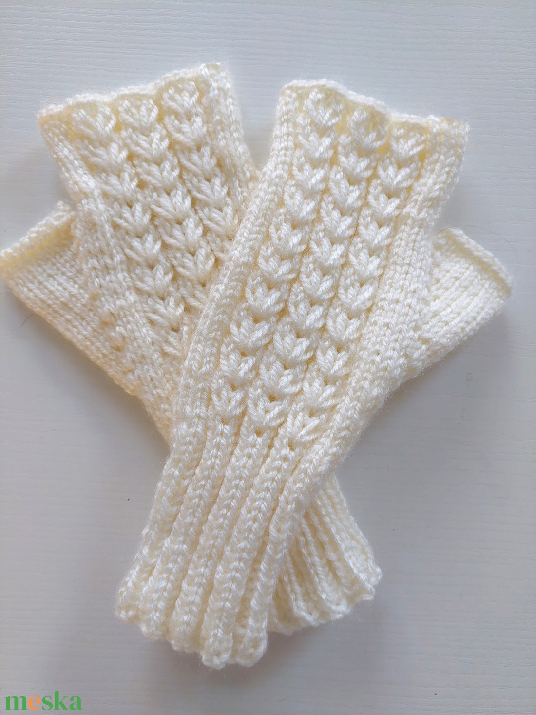 Bordás mintájú, ujj nélküli kötött kesztyű - ruha & divat - sál, sapka, kendő - kesztyű - Meska.hu