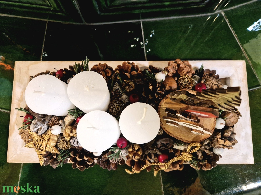 Advrnti asztali dísz autóval - karácsony - adventi díszek - adventi asztaldísz - Meska.hu