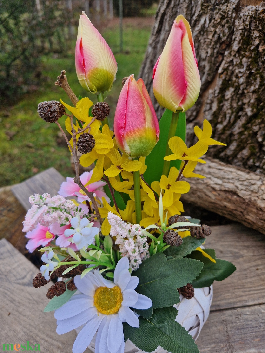 Tulipánok és margaréták - otthon & életmód - dekoráció - virágdísz és tartó - csokor & virágdísz - Meska.hu Tulipánok és margaréták - otthon & életmód - dekoráció - virágdísz és tartó - csokor & virágdísz - Meska.hu