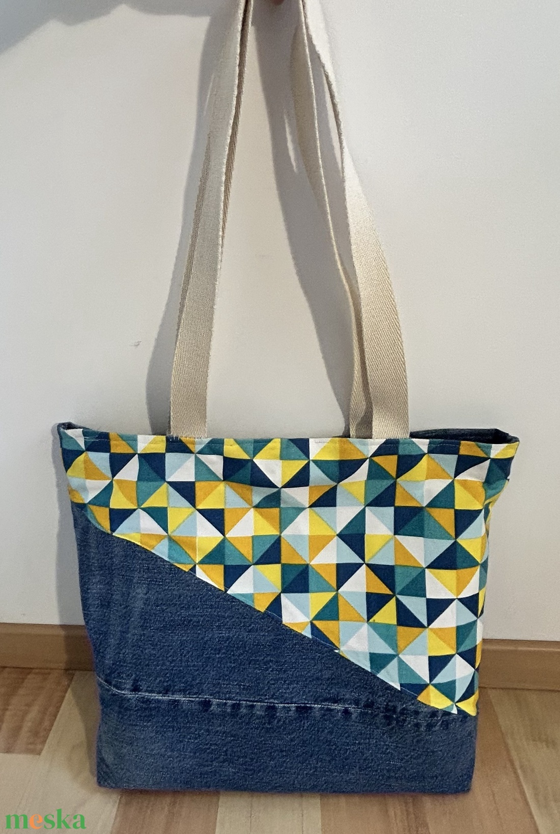 Geometrikus farmer shopper táska � könnyű, mindennapi használatra - táska & tok - kézitáska & válltáska - nagy pakolós táska - Meska.hu