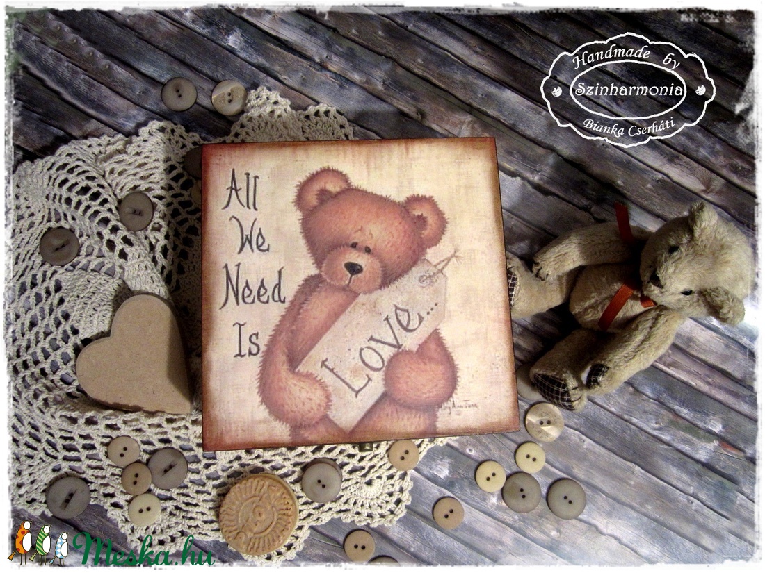 Maci Ölelés doboz - vintage ajándék / teás doboz / teafilter tartó / ékszertartó / emlék / keksz / nászajándék -  - Meska.hu