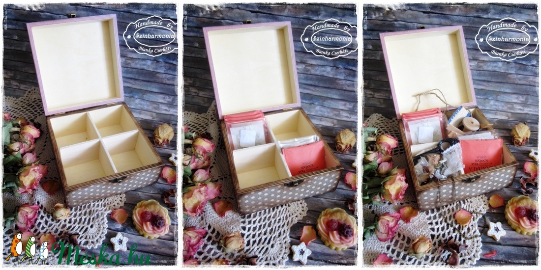Maci Ölelés doboz - vintage ajándék / teás doboz / teafilter tartó / ékszertartó / emlék / keksz / nászajándék -  - Meska.hu
