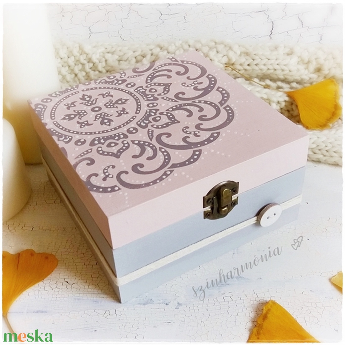 Ajándékdoboz szappanrózsákkal - Púder Mandala (emlékőrző, teás doboz, teafilter tartó, ékszertartó, emlék, keresztelő) - otthon & életmód - tárolás & rendszerezés - doboz - Meska.hu