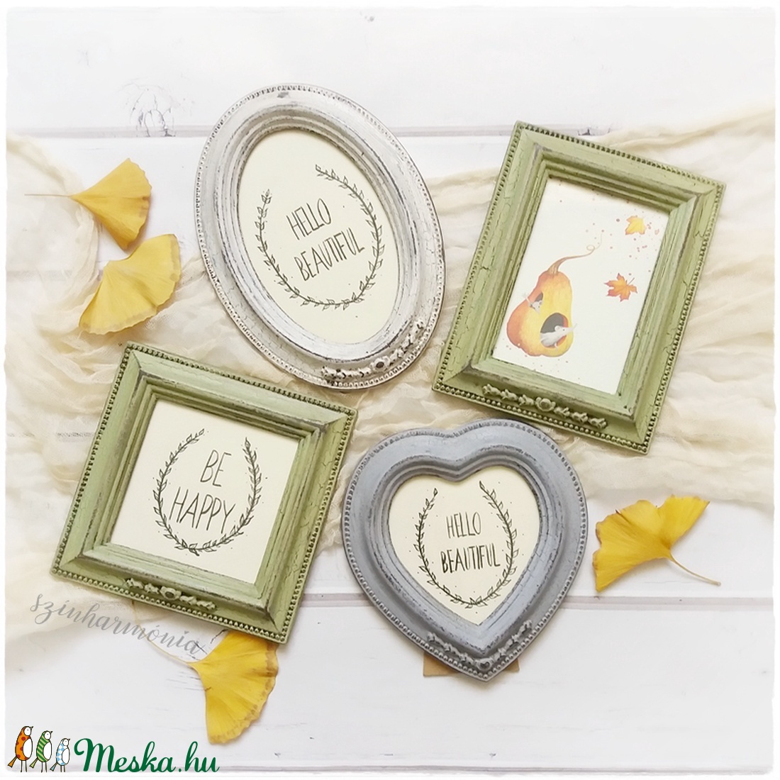 Képkeret Ovális - Vintage Zöld 10x15cm - otthon & életmód - dekoráció - Meska.hu